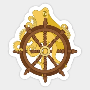 Yellow Ocopus and Ship Wheel Sticker